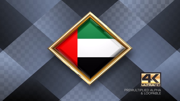 United Arab Emirates Flag Rotating Badge 4K Looping with Transparent Background