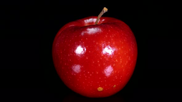 Ripe Red Apples on a Black Background