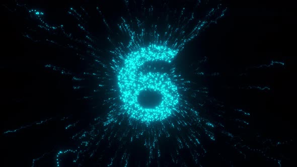 6 Number With Futuristic Particles 4k alt
