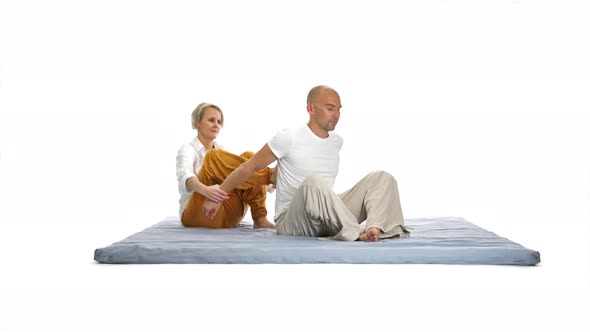 Thai Yoga Massage Stretching Back Isolated on White alt