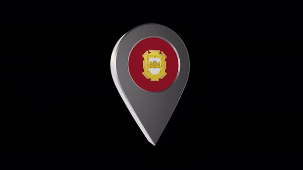 3d Animation Map Navigation Pointer With Flag Of La Serena (Chile) With Alpha Channel - 4K alt