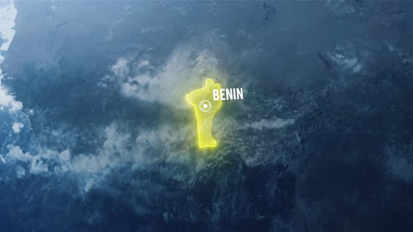 Earh Zoom In Space To Benin Country Alpha Output