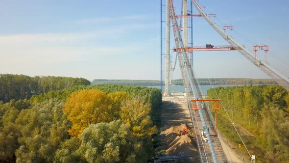 The Construction Of A New Suspension Bridge Over The Danube,The Third Longest Bridge In Europe alt