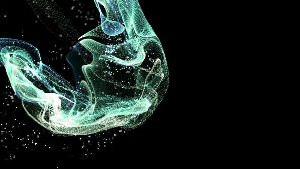 Fantasy abstract shape and light particles in motion alt