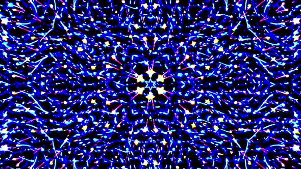 Bright abstract light flickering streaks set blue color, kaleidoscope alt