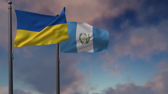 Guatemala Flag Waving Along With The National Flag Of The Ukraine - 2K alt