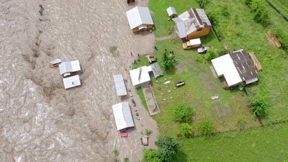Aerial View of a Flood and Flooded Houses alt