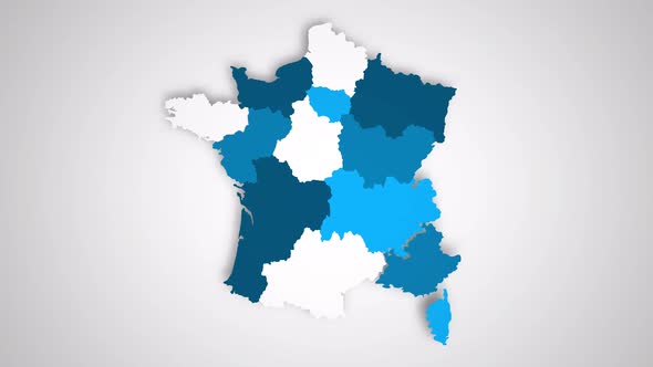 Motion Graphics Animated Map of France Forming - White