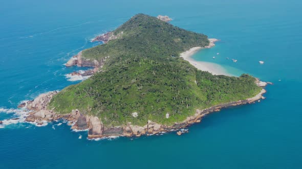 island on the Brazilian coast, seen from above, by a drone