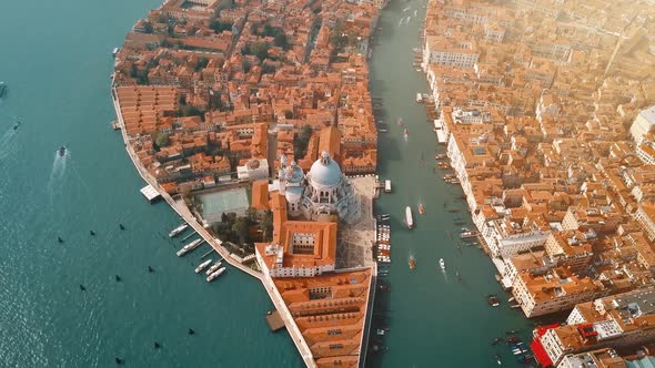 Basilica di Santa Maria Della Salute, Grand Canal, and lagoon. Venice skyline alt