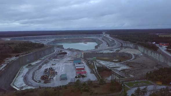 Aerial View of Limestone Open-Pit Mining