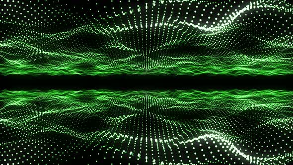Animation Digital Green Particles Waves
