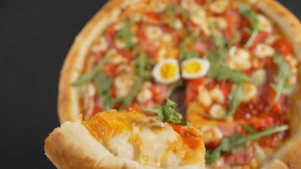 Slow Motion Close Up Tasty Pizza