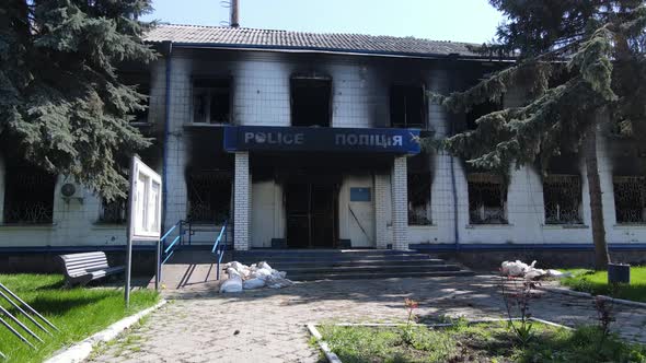 War in Ukraine  Burned Police Station in Borodyanka alt