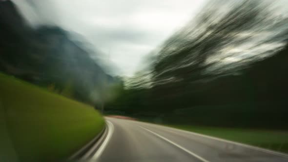 Time Lapse Driver POV Italy Highway in Dolomite alt