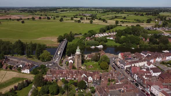 Upton Bridge River Severn Upton-upon-Severn Small Town Worcestershire UK Aerial Landscape