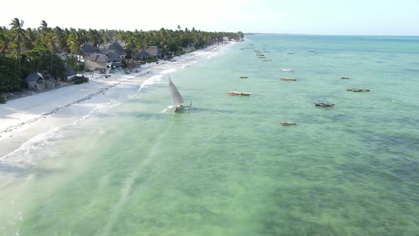 Boats in the Ocean Near the Coast of Zanzibar Tanzania alt