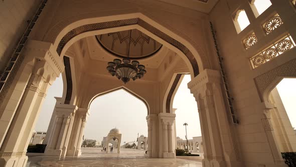 A View of the Exterior Facade of Qasr Al Watan Palace of the Nation Which Is Made of White Granite alt