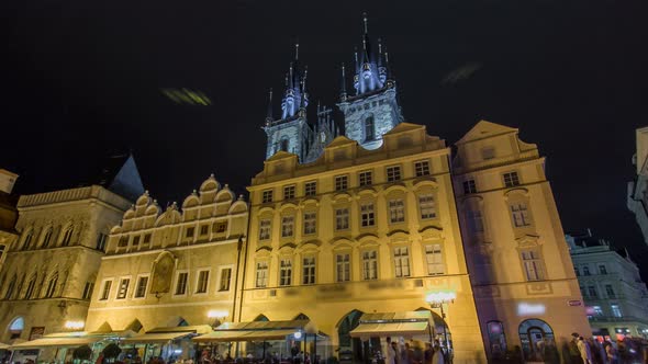 Night Time Illuminations of the Magical Old Town Square Timelapse Hyperlapse in Prague alt