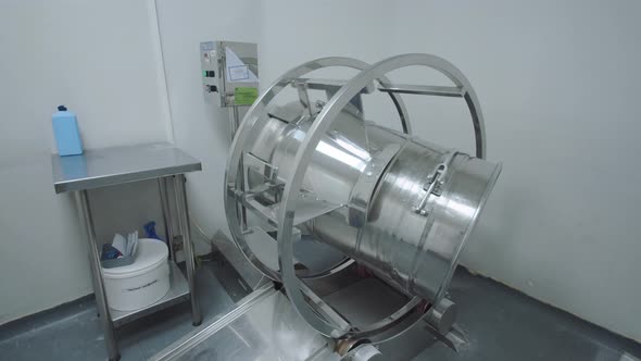The Chemical Automated Machinery Rotates and Mixtures the Components for Medicine Production