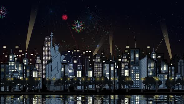 City Fireworks Side Pan HD