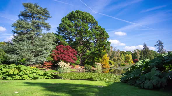 Autumn landscape in Sheffield Park and Garden. Uckfield, East Sussex, England, UK. alt