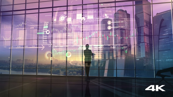 The Trader Is Pleased With Success And Stock Exchange Infographics 4K alt