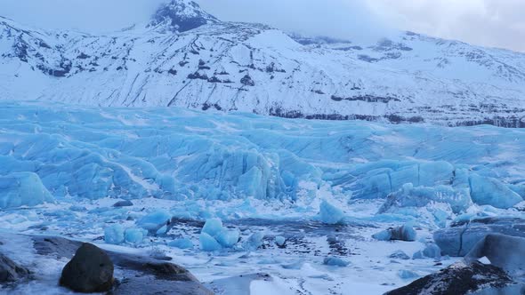 Iceland View Of Giant Blue Glacier Ice Chunks In Winter 4