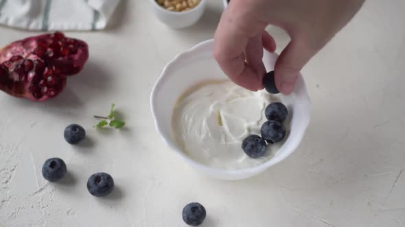 Adding blueberry into Greek yogurt alt