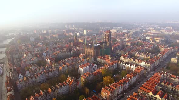 Aerial view of the old town of Gdansk at sunny day alt