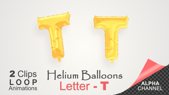 Helium Gold Balloons With Letter – T