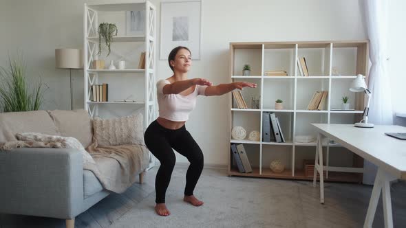 Home Training Slim Woman Healthy Fitness Happy alt