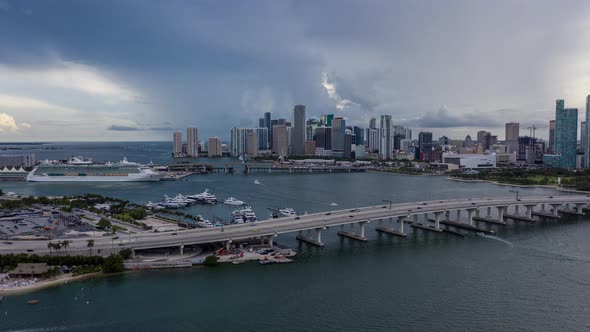 Thunderstorm over Miami, Florida Aerial alt
