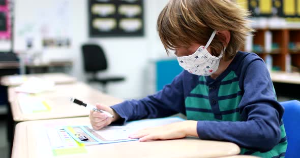 Working At School With A Mask