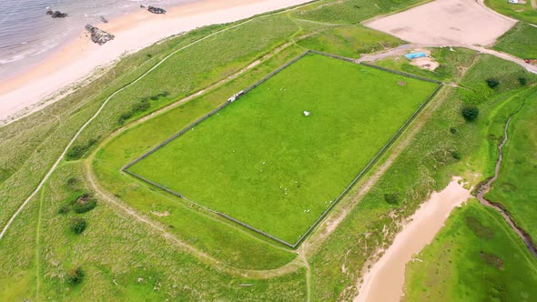 Aerial View of the Killybegs GAA Pitch at Fintra Beach By Killybegs County Donegal Ireland alt