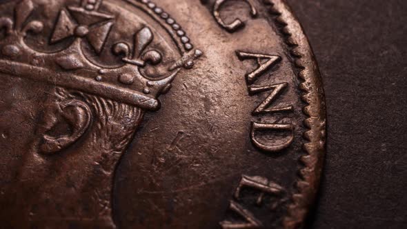 Close up Of Very Old Coin