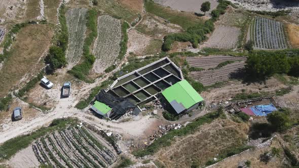 Pool Fish Farm Drone View alt