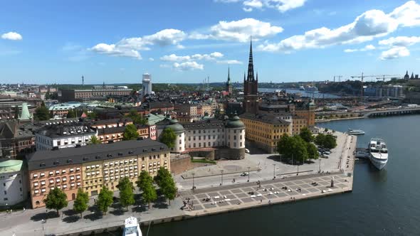 Aerial View of the Stockholm Old Town  Gamla Stan Cityscape Near the City Hall Top alt