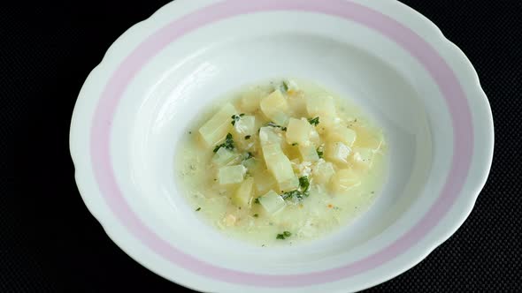 Soup with vegetables. Homemade healthy meal.