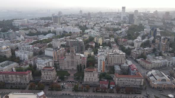 Cityscape of Kyiv, Ukraine. Aerial View, Slow Motion alt