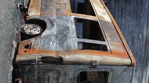 Vertical Video of a Destroyed Building of a Shopping Center in Bucha Ukraine alt