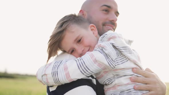 Father and Son Having Tender Moment Outdoor During Vacations  Family Love Concept alt