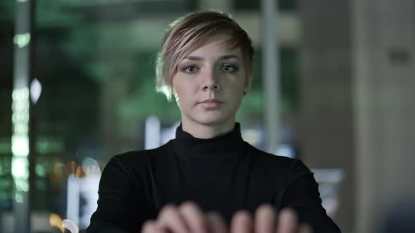 Young Woman Hacking Web System alt