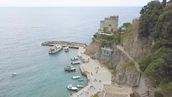 Panorama view of Monterosso al Mare village one of Cinque Terre in La Spezia, Italy alt