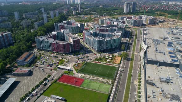 Drone Aerial View Modern Building Residential Complex Respublika Construction alt