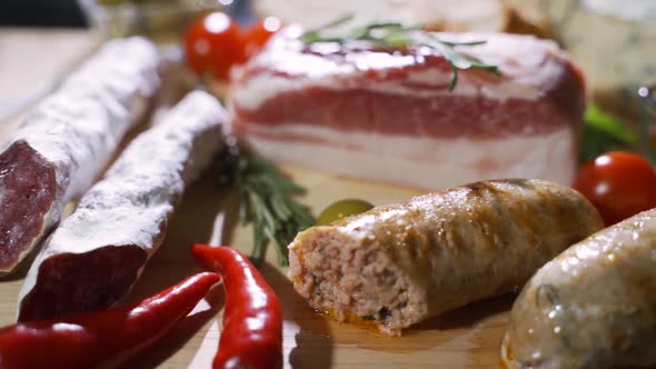 Meat Snacks Served on Plate for Wine Appetizer alt