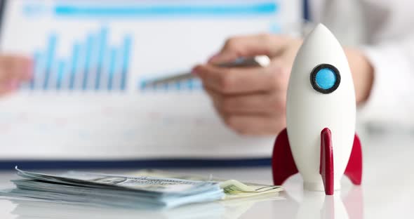 Business Financial Chart and Rocket for Startup Startup alt