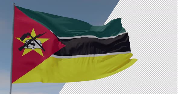 flag Mozambique patriotism national freedom, seamless loop, alpha channel alt