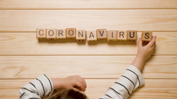 Children and Coronavirus. COVID-19 Background. Children Psychology. Kids Hands Laying Out