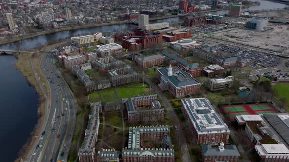 Aerial Footage of Bloomberg Centre in Harvard Business School Site alt